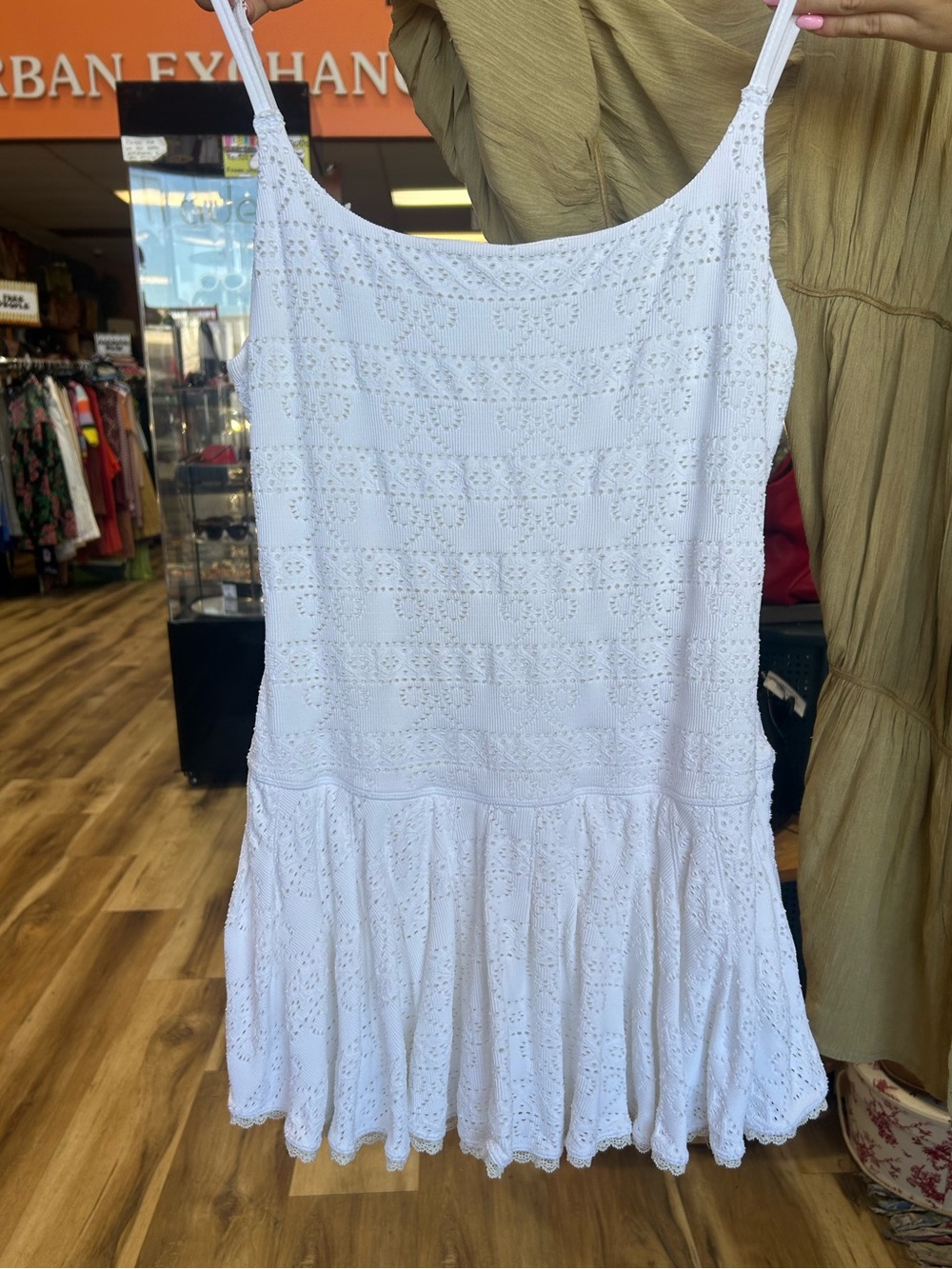 LoveShackFancy Leala Eyelet Knit Minidress